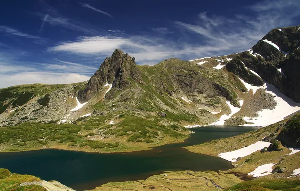 Картинка Горы, Озеро, Скала, Болгария