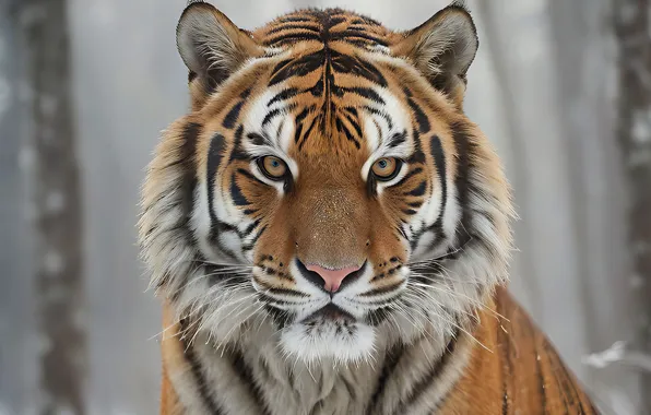Картинка wallpaper, forest, tiger, winter, background, snow, predator, blur
